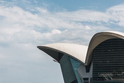 Free A sleek modern architectural design at Baku's Deniz Mall, showcasing urban innovation. Stock Photo
