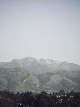 A breathtaking aerial view of the Talgar Mountains in Almaty Province, Kazakhstan.