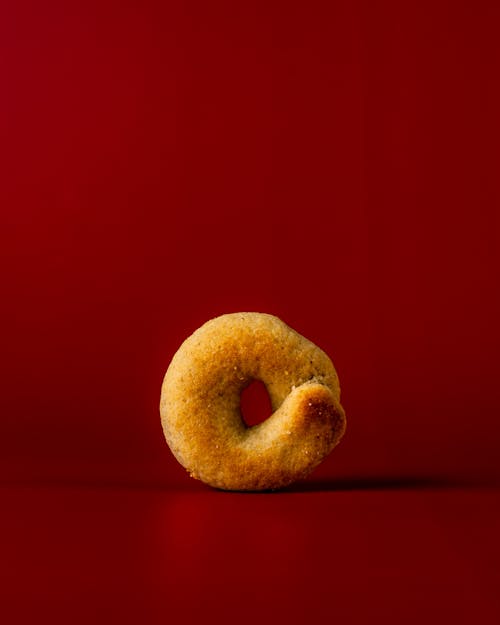 Close-up of a Cookie on Red Background 