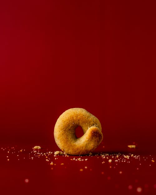 Close-up of a Cookie on Red Background 