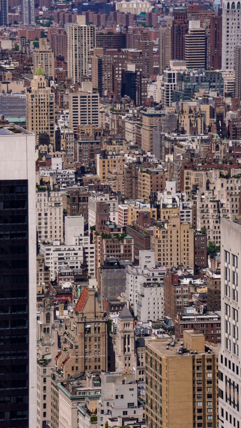 Aerial View of Skyscrapers in Midtown Manhattan with the Trump Tower in ...