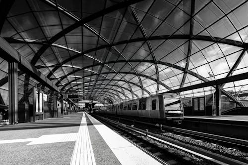 Elbbrucken Metro Station in Black and White