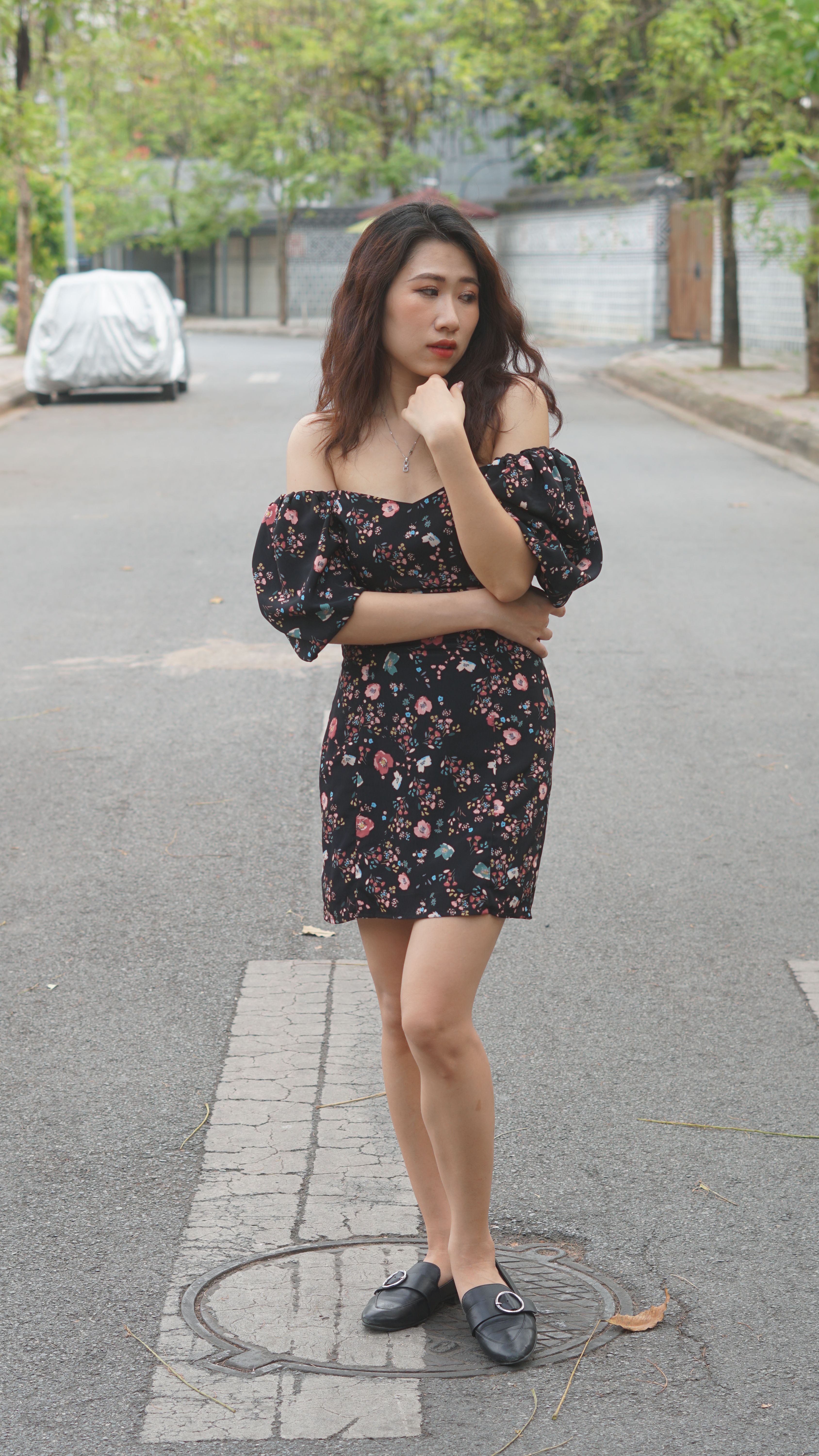 Woman Posing in Dress on Street · Free Stock Photo