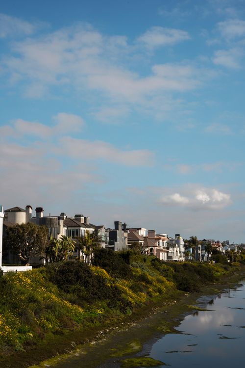 Waterfront homes in the Venice Canals neighborhood of Los Angeles, California