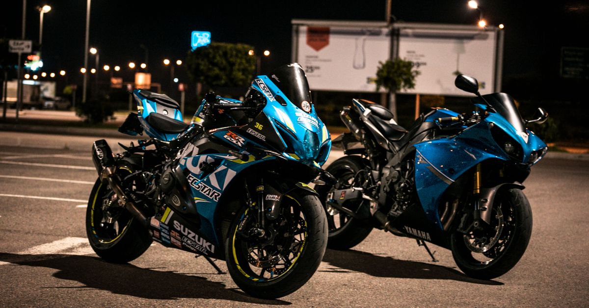 Two Modern Motorcycles at Night · Free Stock Photo