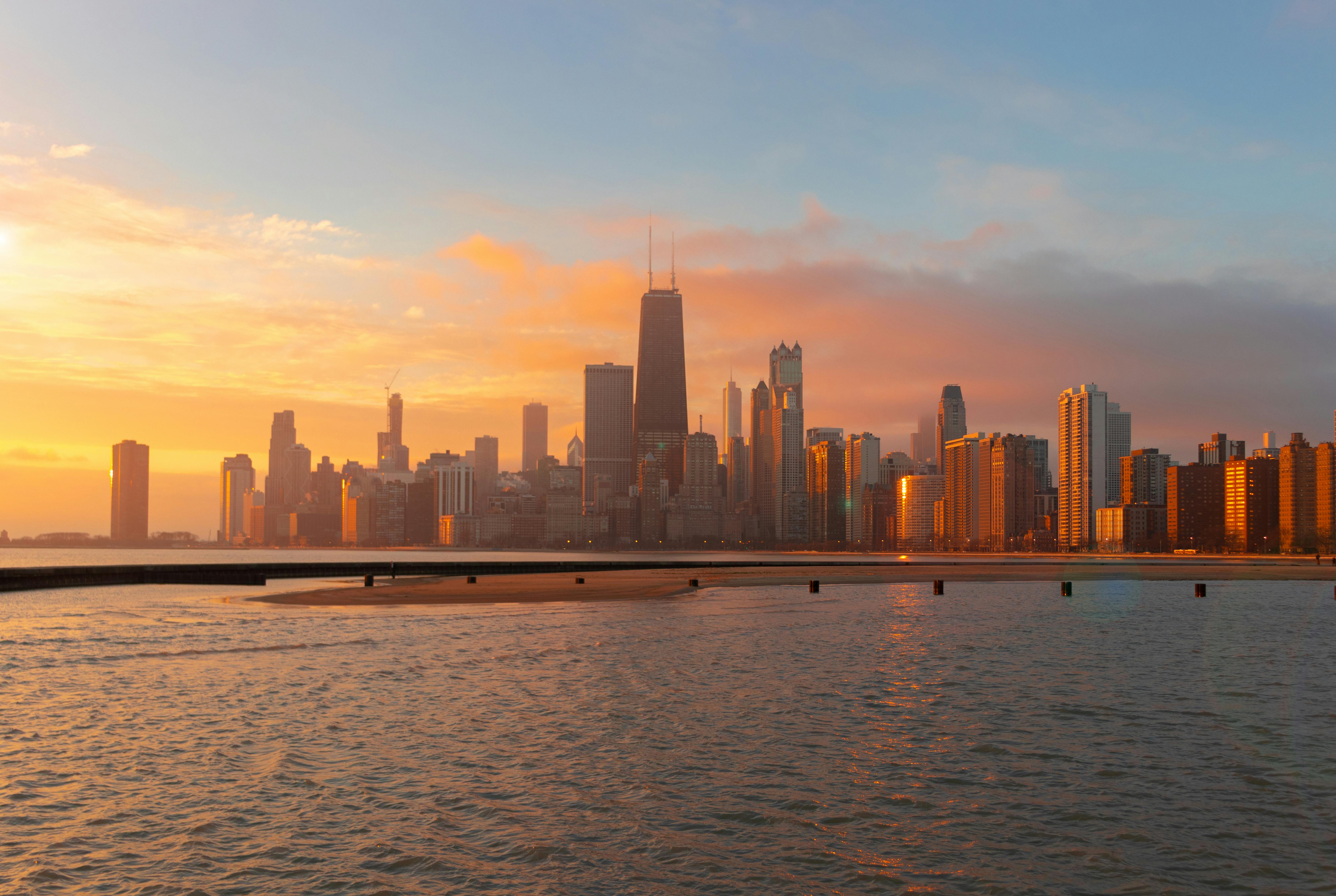 landscape photography of a city during sunset 183 free stock city landscape photography
