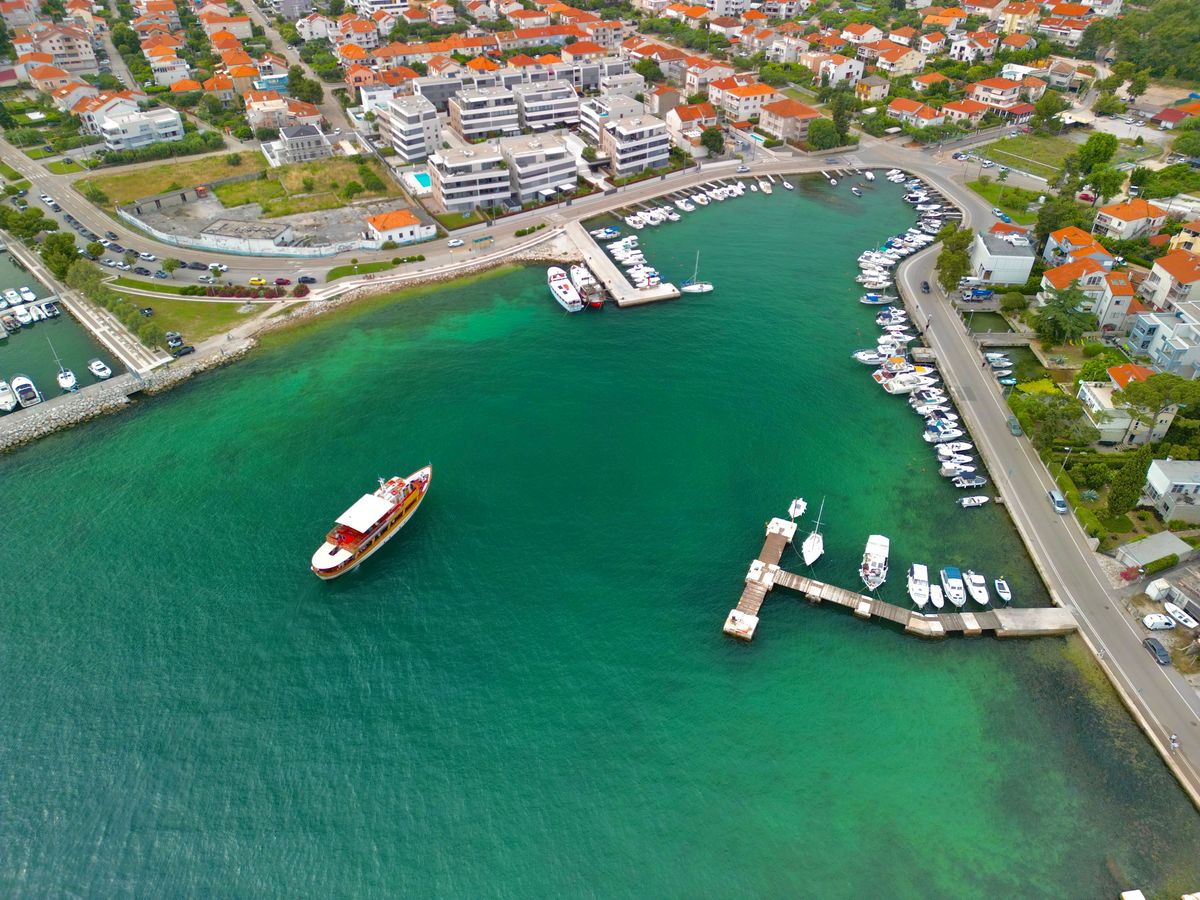 Motorboats moored on the shore in Zadar