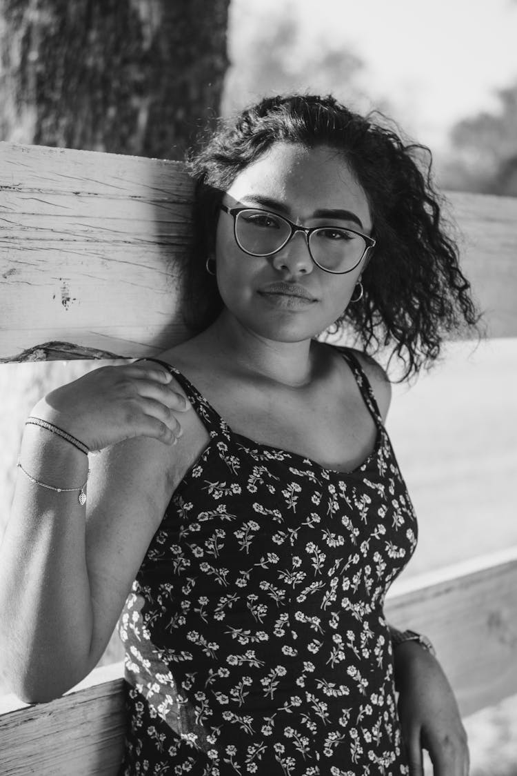 Brunette Woman Portrait In Black And White