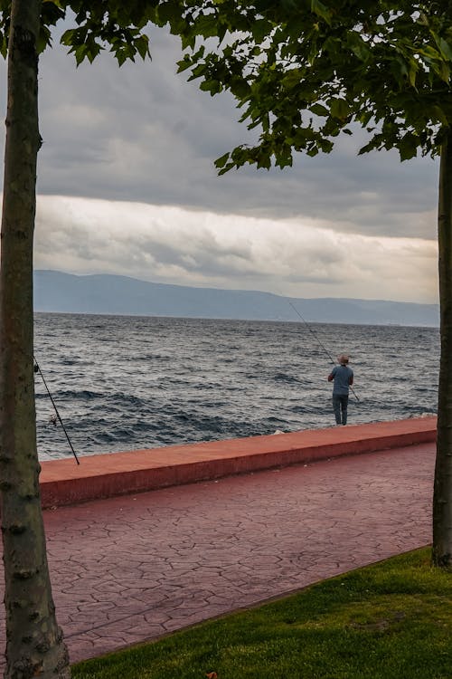 A Man Fishing on the Shore 