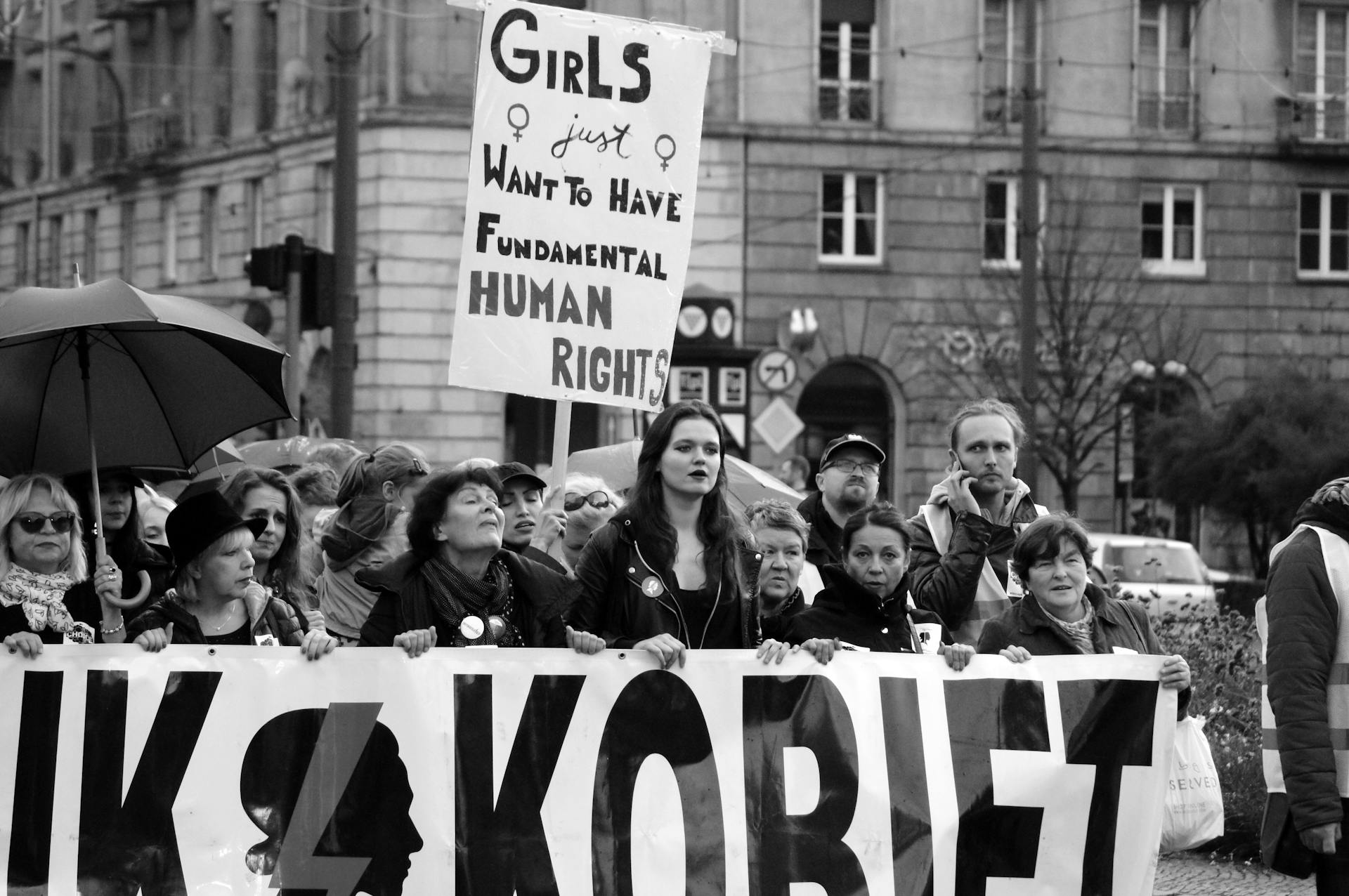 Polish Women at a Strike on Street