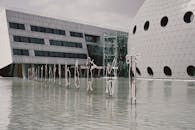 Sculptures and Facade of the Presidential Symphony Orchestra in Ankara, Turkey