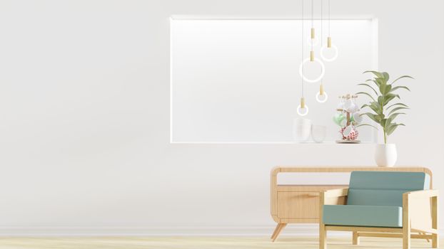 Elegant modern interior featuring a minimalist armchair and stylish lighting.