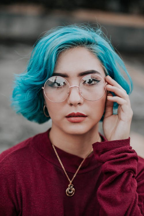 Woman Wearing Round Eyeglasses