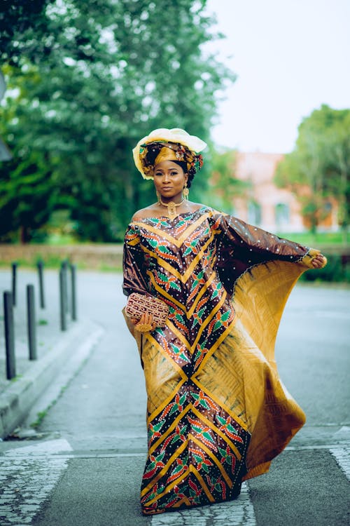 Young Woman Wearing a Traditional Gown and a Turban 