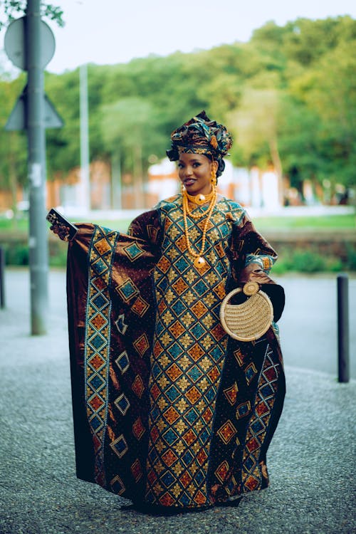 Young Woman Wearing a Traditional Gown and a Turban 