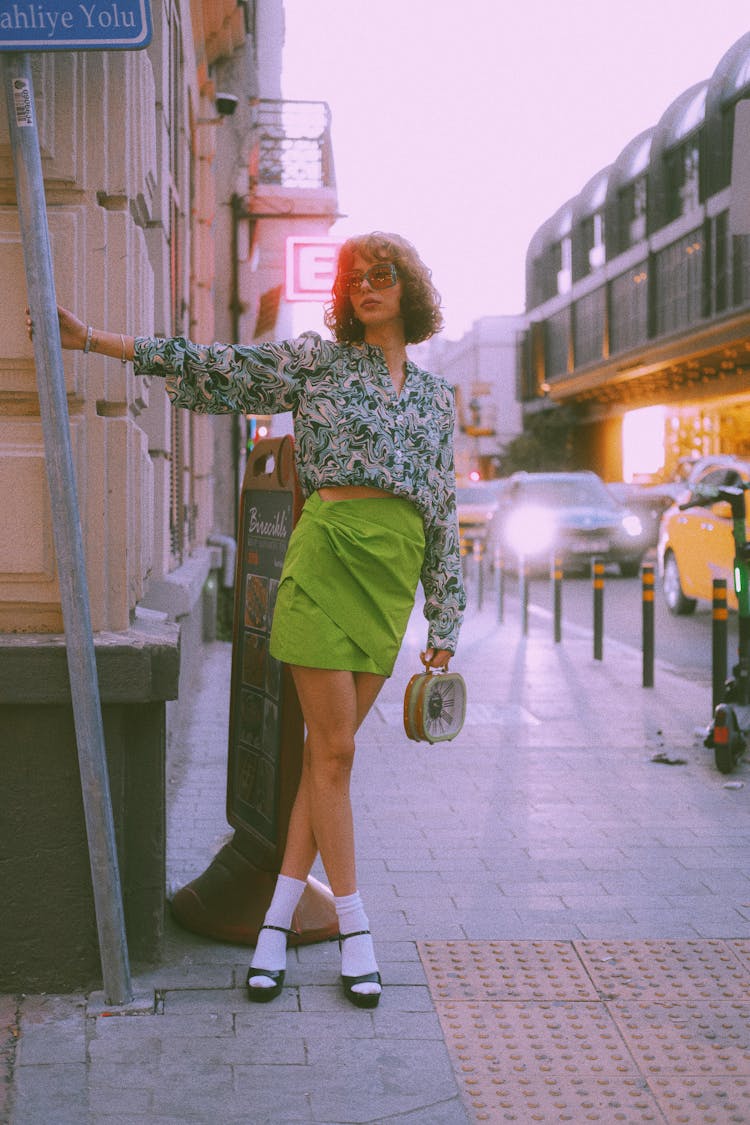 Woman Posing In Vintage Clothes In Istanbul