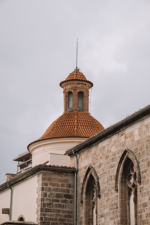 Free A captivating Gothic church tower with architectural details in Valencia, Spain. Stock Photo