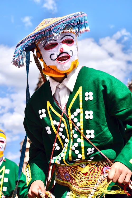 Portrait of Man in Traditional Clothing at Festival