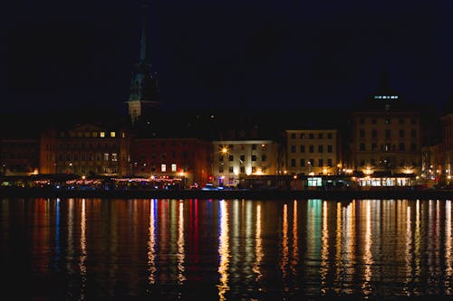 Ingyenes stockfotó aan lichtbak toevoegen, éjszaka, gamla stan témában