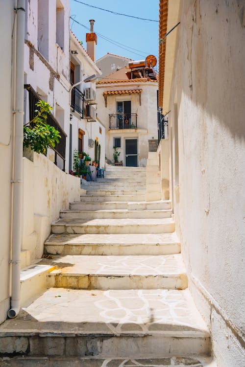 Stairs towards Buildings in Town