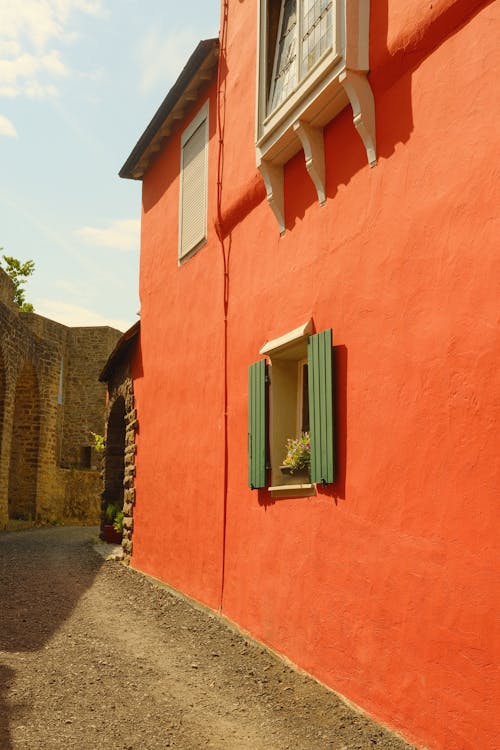 House Window with Old Fashioned Shutters