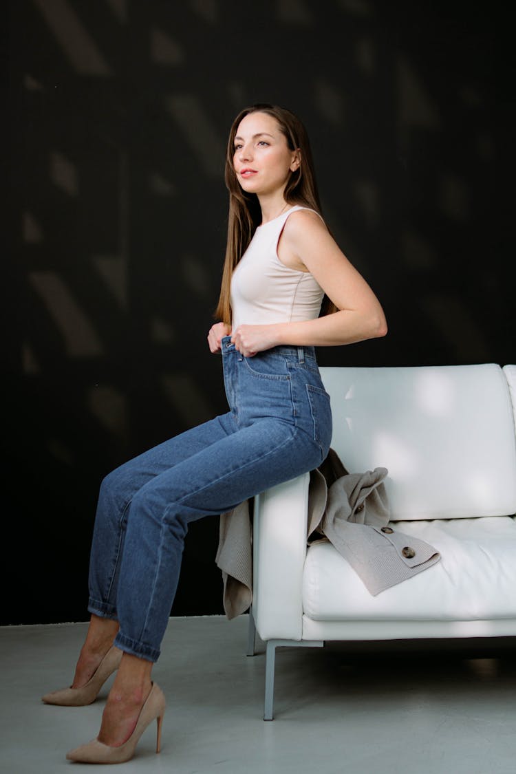 Model In Jeans And Pumps