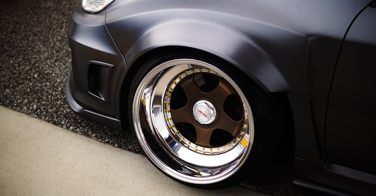 Close-up of a Silver Rim on a Matte Black Car · Free Stock Photo