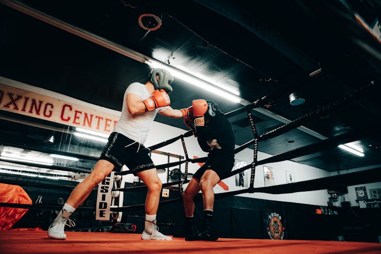 Men Training Box At The Gym