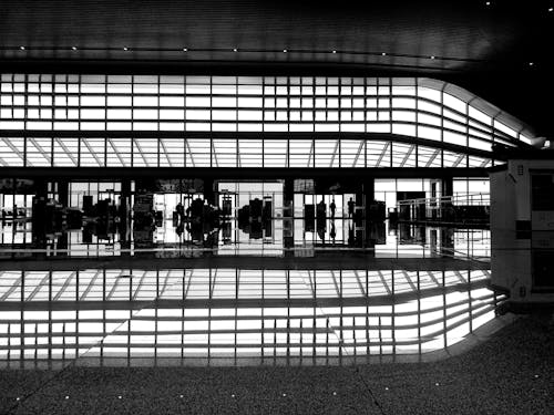 Airport Terminal in Black and White