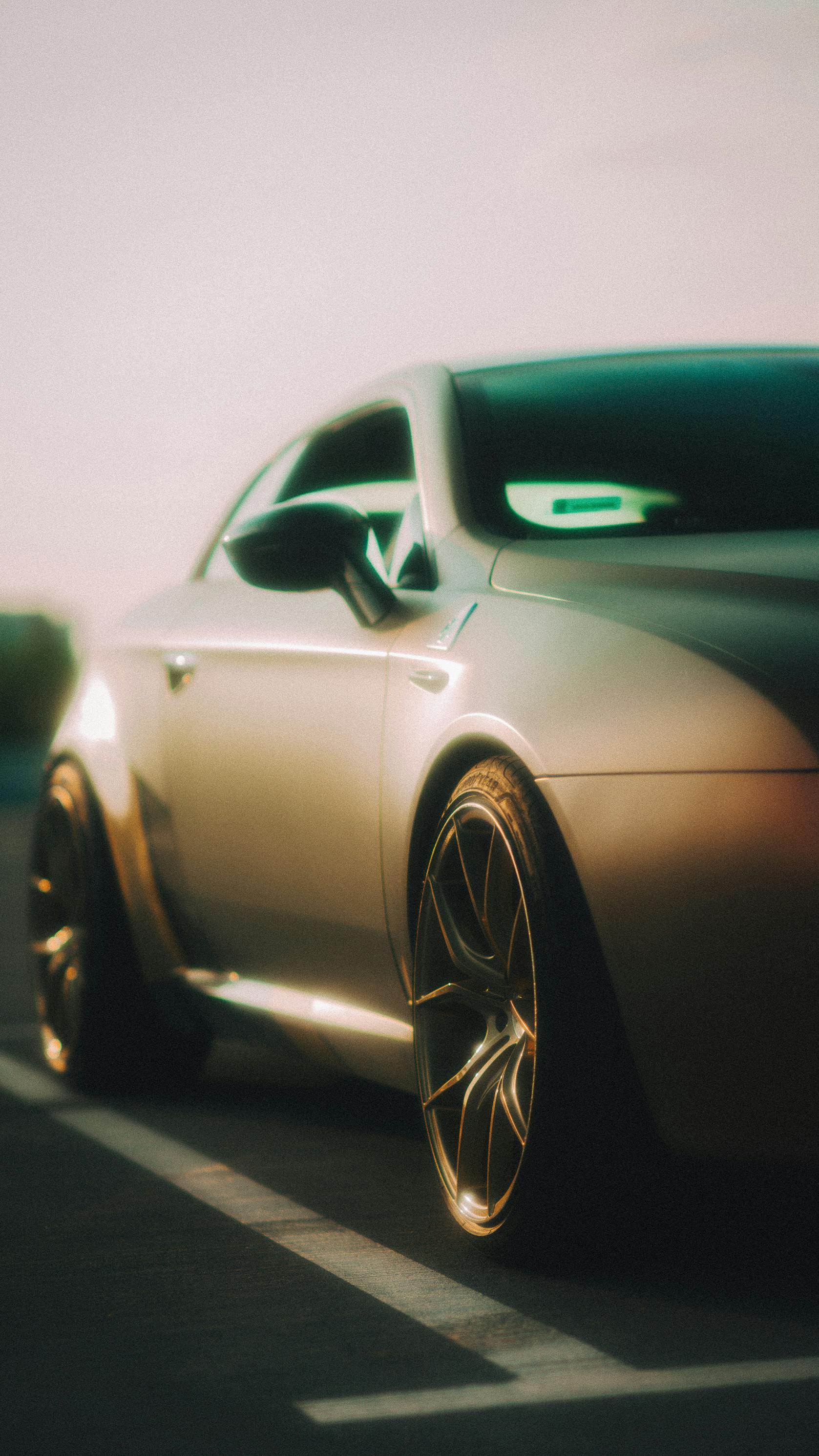 close up of silver modern car