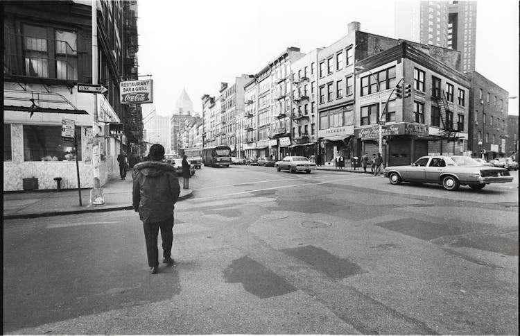 Black And White Vintage Photograph Of The Streets Of New York 