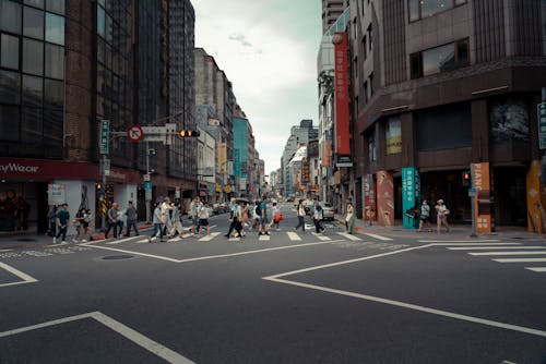 People on the Crosswalk in Downtown 