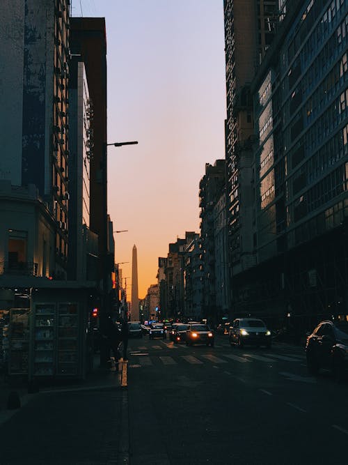 Street in Buenos Aires at Sunset