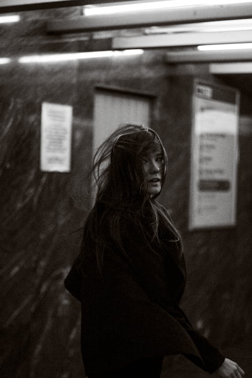 Woman Posing in Black and White