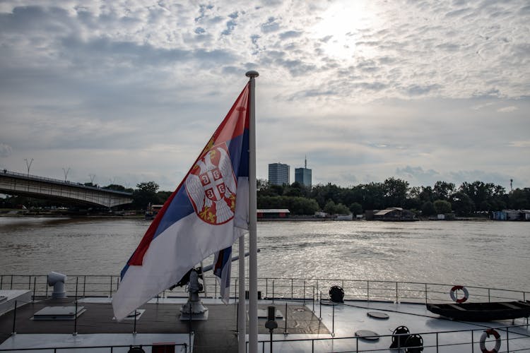 Serbian Flag On Ship