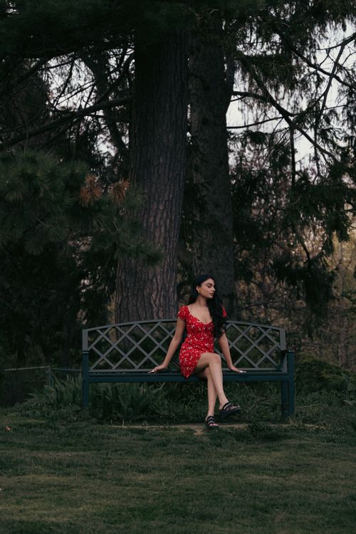 in a red dress and alone In A Red Dress And Alone