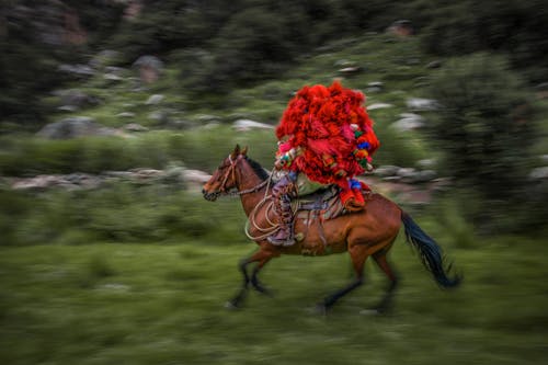 A Man in a Costume Riding a Horse