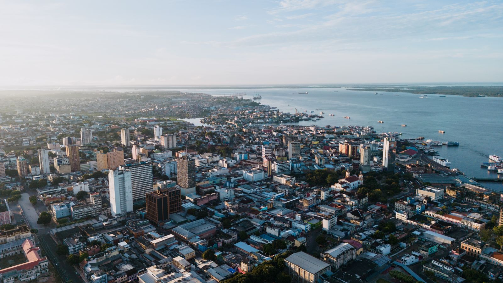 Skyscrapers in modern city near water, Angola
