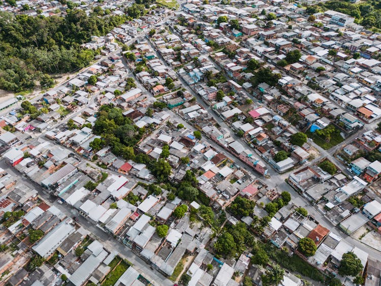 Houses In Town Residential Area