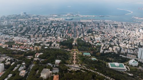 Free Stunning aerial view of Bahai Gardens and Haifa cityscape, a famous landmark in Israel. Stock Photo