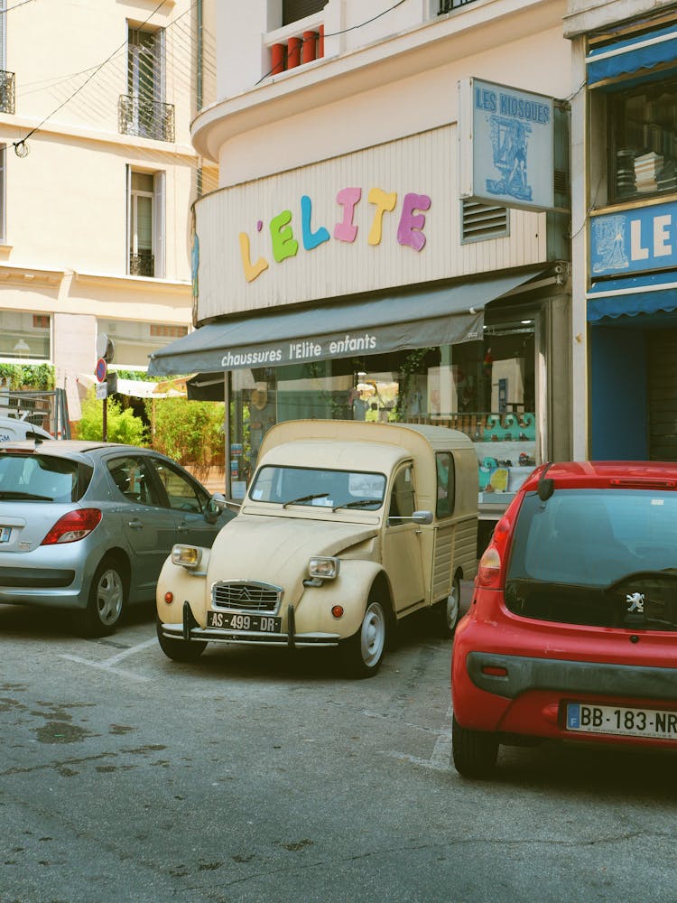 Retro Car On Town Street