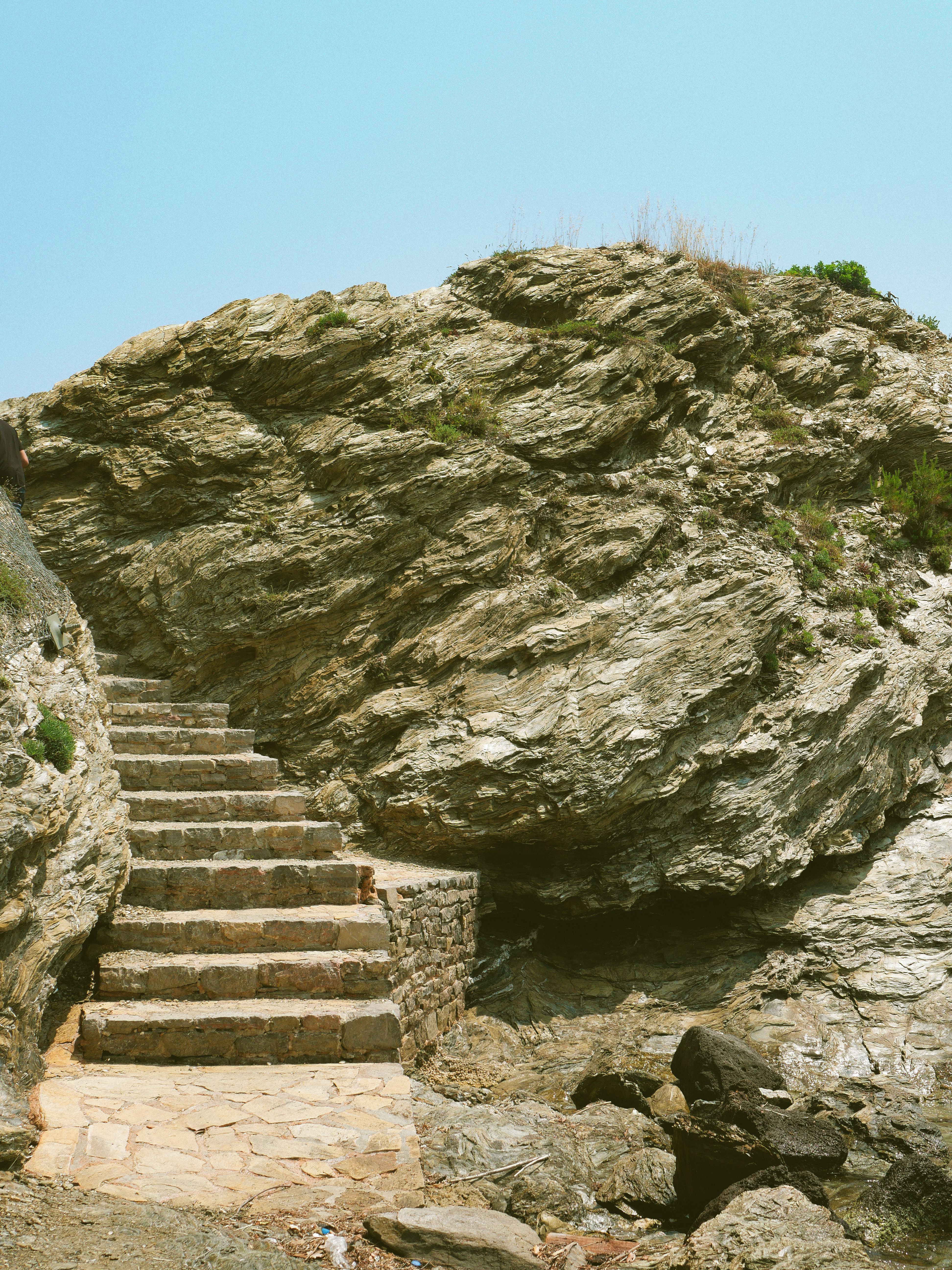 Stone Stairs near Rock · Free Stock Photo