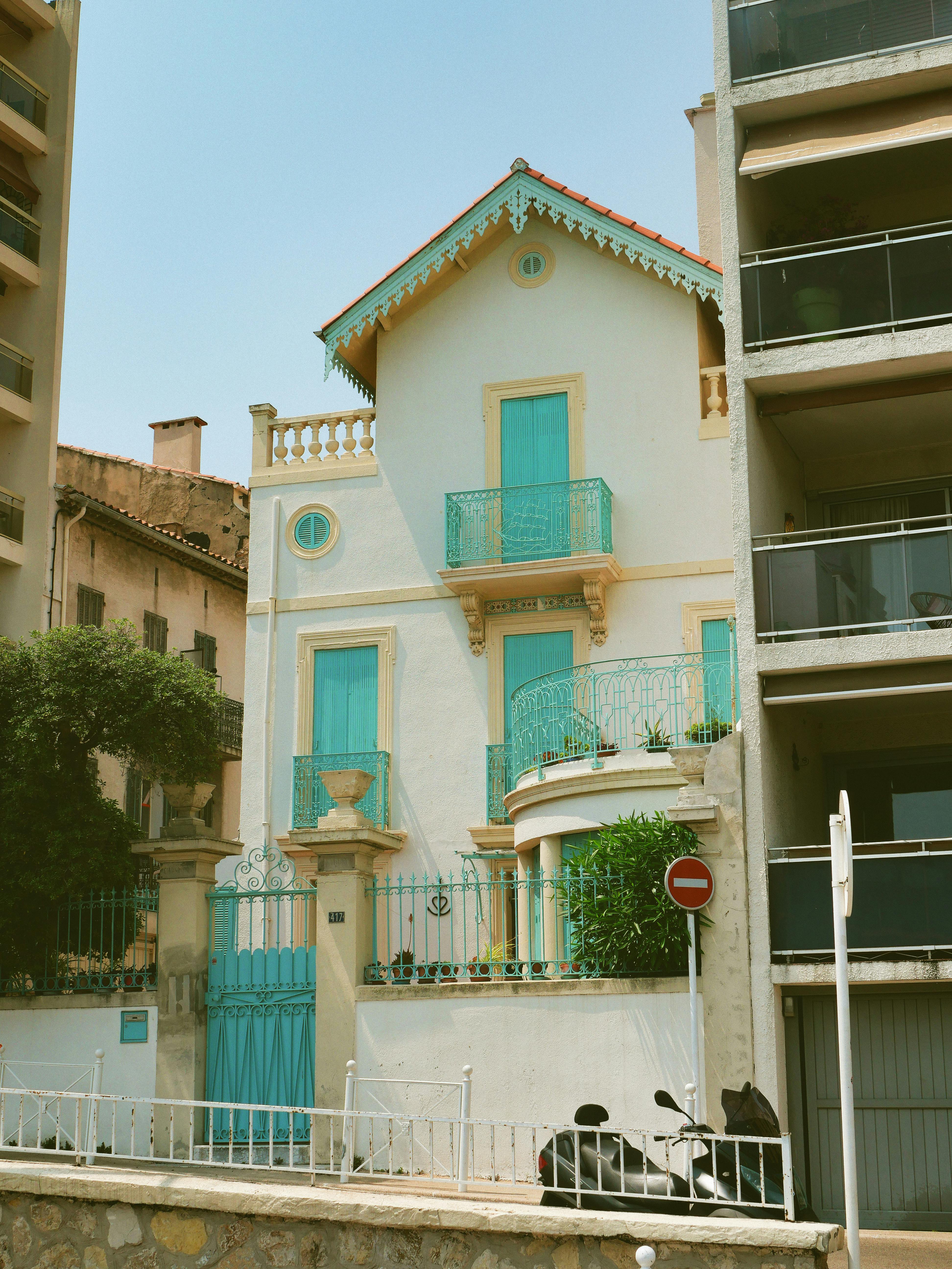 decorated building wall with balconies