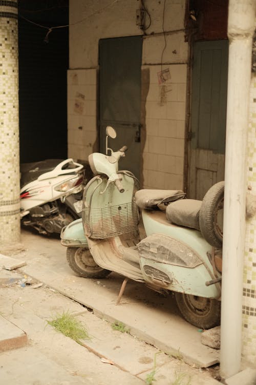 Vintage Motor Scooter near Building