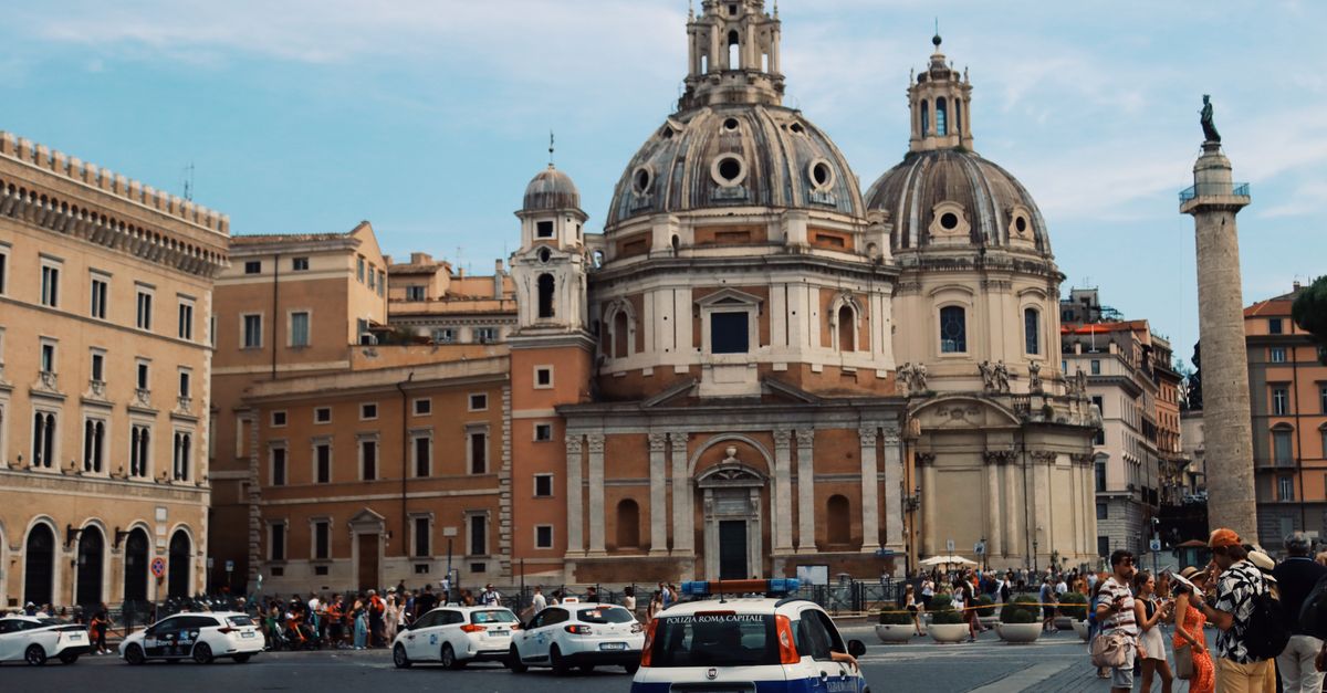 St Peter's Basilica dome and Vatican City at sunrise