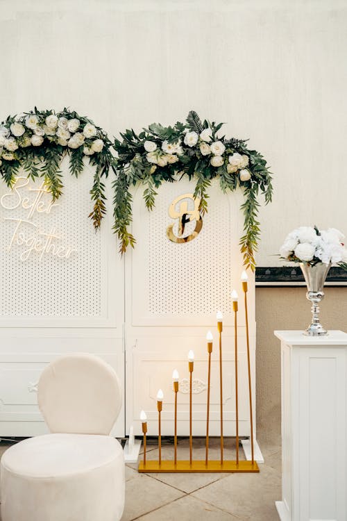 View of Modern Wedding Decorations with a Flower Arrangement 