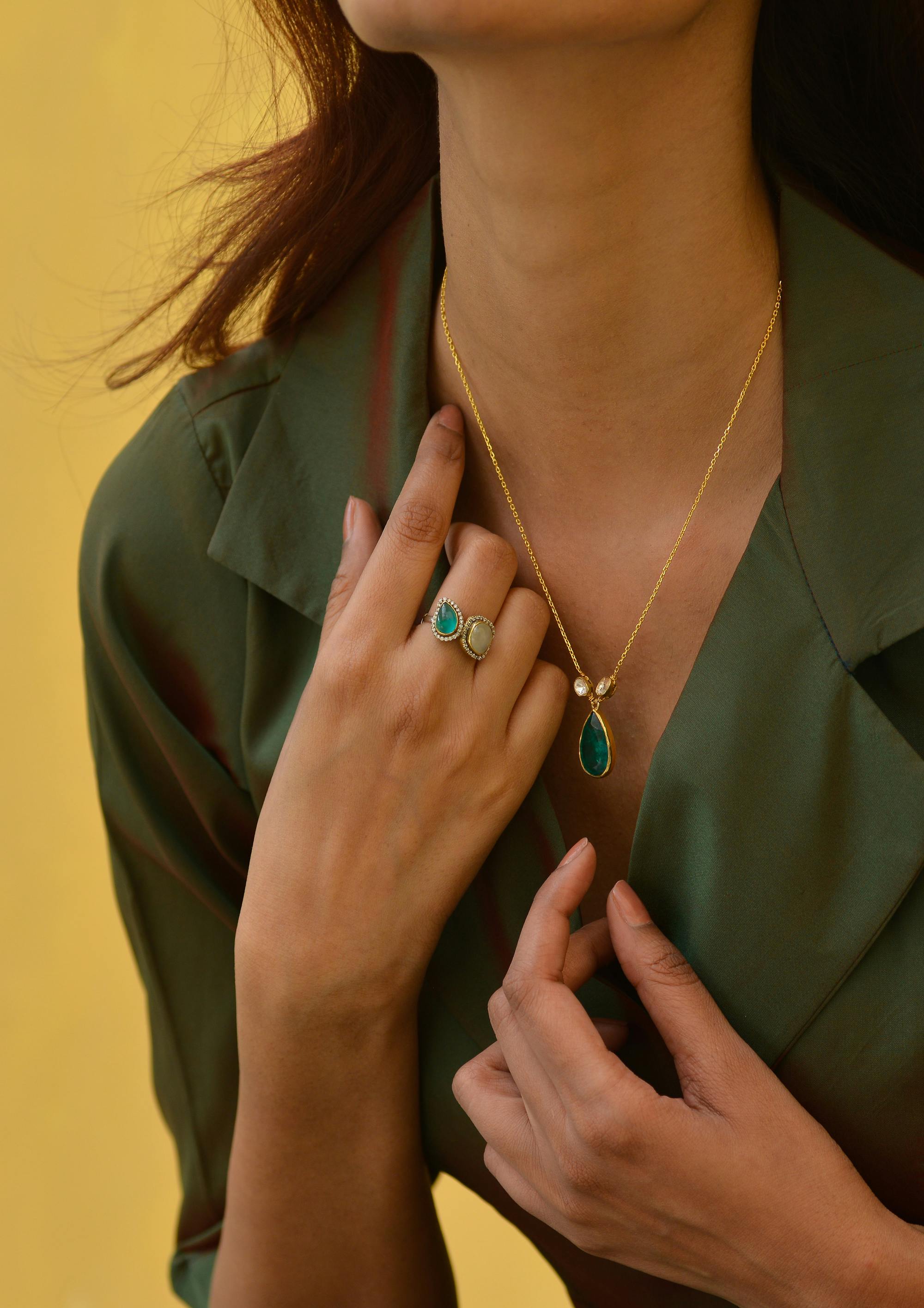 emerald pendant and ring