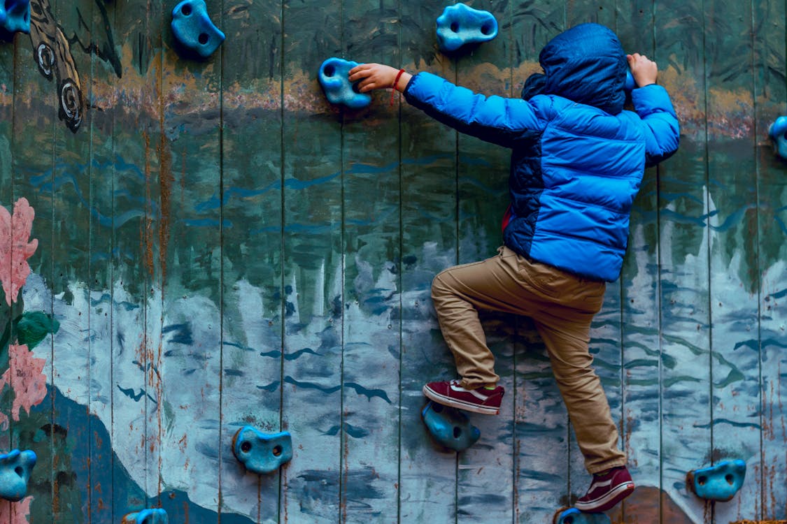 Free Photo of Boy Wall Climbing Stock Photo