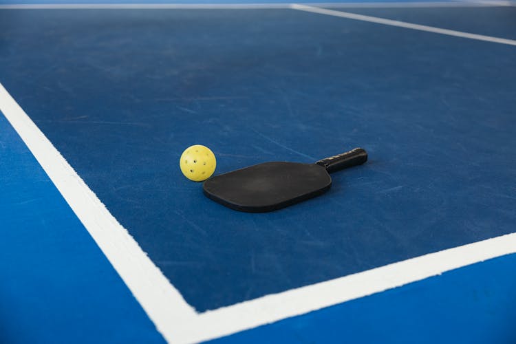 Pickleball Paddle, Ball & Court