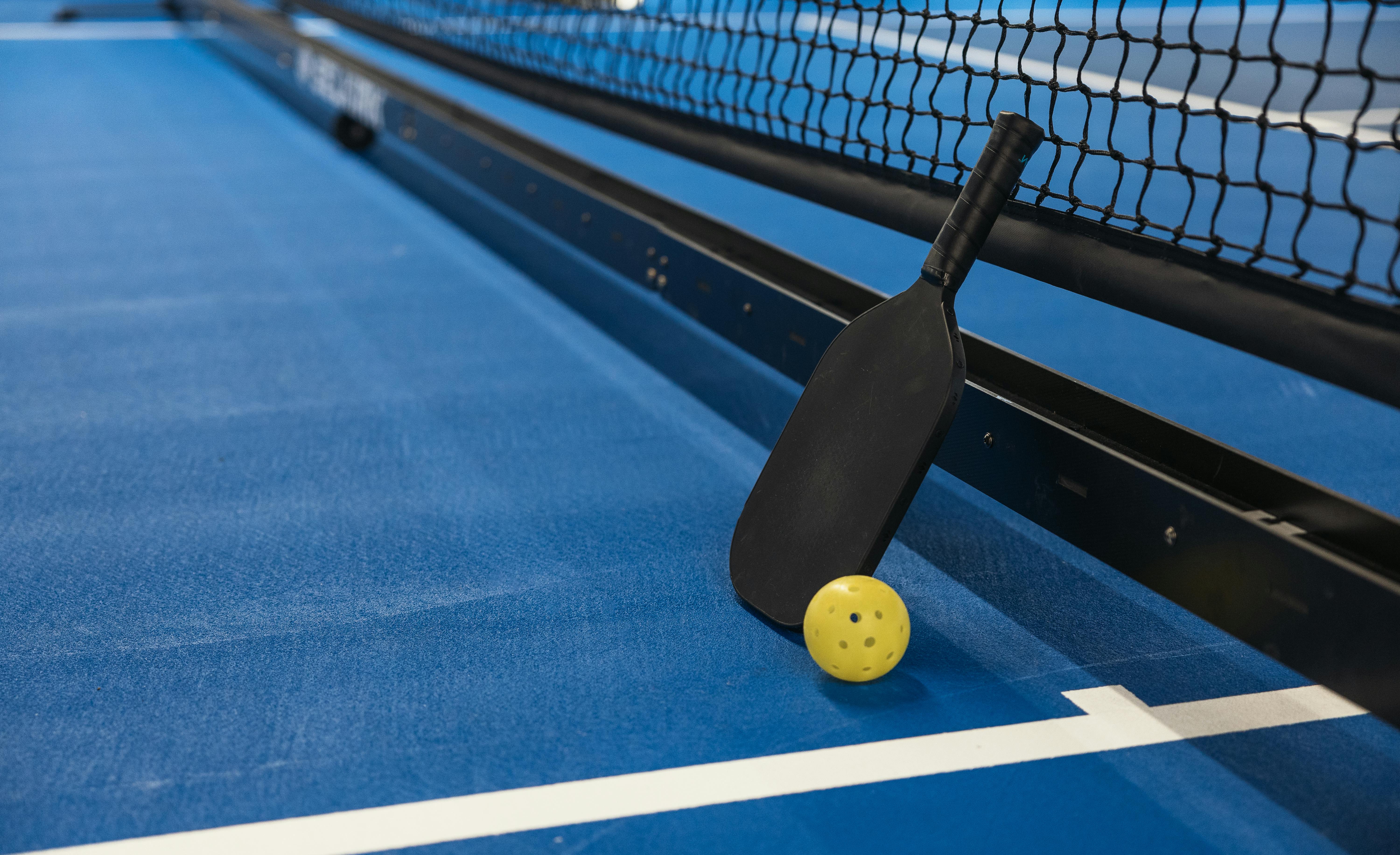 Pickleball Paddle, Ball, Court & Net · Free Stock Photo